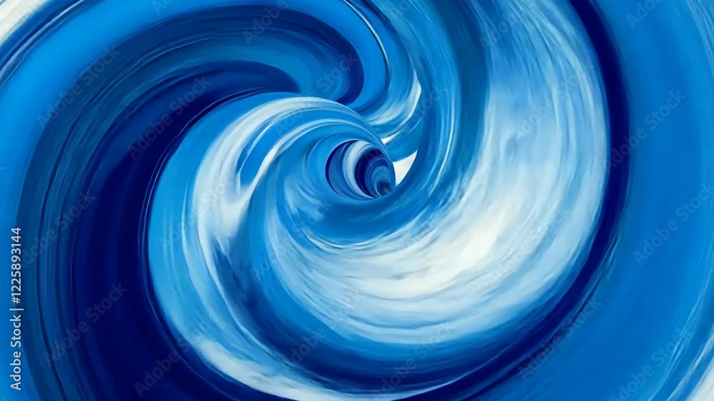 Poster swirling blue patterns create a dynamic abstract design reminiscent of ocean waves in motion