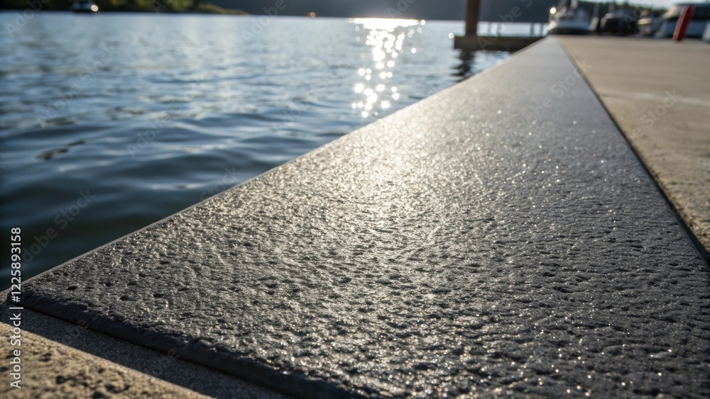 Poster closeup of a freshly laid slipresistant surface on a ramp highlighting the rough texture that contra