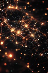 Obraz premium Glowing lines connecting dots in a dark space.