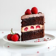 Bolo de chocolate com frutas vermelhas
