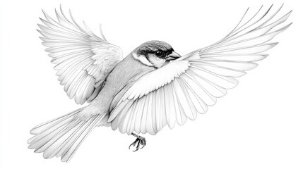 Naklejka premium Graceful Flight: A Minimalist Illustration of a Bird Soaring in the Sky with Clean Lines and Elegance