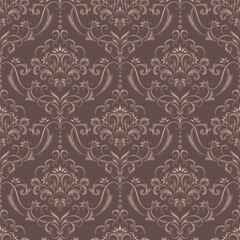 Damask seamless pattern element. Vector classical luxury old fashioned damask ornament, royal victorian seamless texture for wallpapers, textile, wrapping. Vintage exquisite floral baroque template.