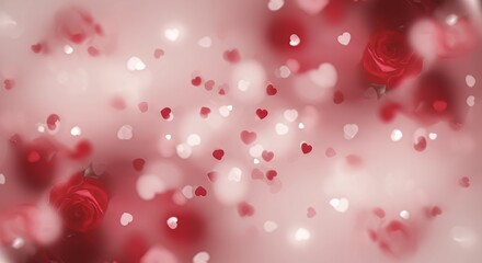 Romantic Red Roses and Hearts Valentine Background