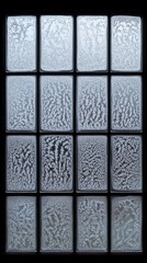 Classic frosted glass window with intricate floral ice patterns reflecting winter’s natural artistry 2