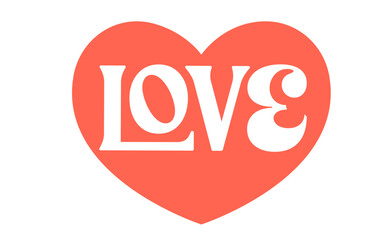 Love word in heart shape icon.