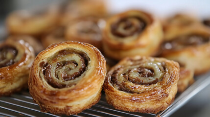 Fototapeta premium Crispy and Flaky Chocolate Palmier Pastry – A Delicious Sweet Treat