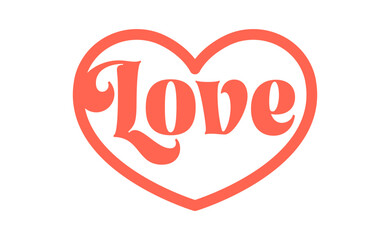Love word in heart shape icon.