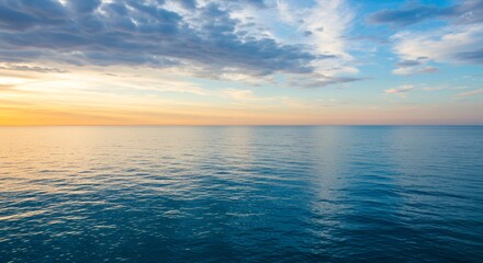 Obraz premium Serene Ocean Sunset Landscape Peaceful Seascape Photo