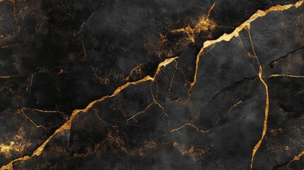 Black Marble Texture With Golden Veins