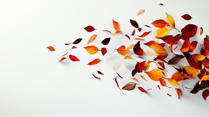 Falling leaves, dynamic motion captured midair, 3D illustration