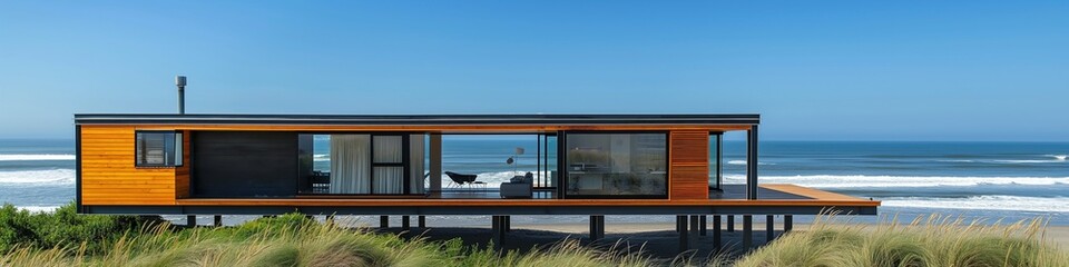 Fototapeta premium Modern beach house on the seashore