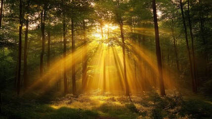 Fototapeta premium Sunrise in a beautiful forest in Germany