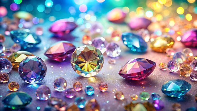 colorful gemstones on a black background - Powered by Adobe
