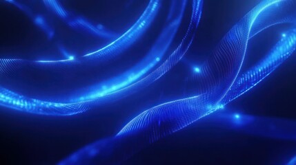 Abstract blue glowing swirling lines.