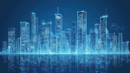 Obraz premium Futuristic Cityscape Illuminated Digital Skyline