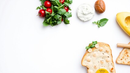 Obraz premium Creative Food Art Whimsical Toast with Fresh Ingredients