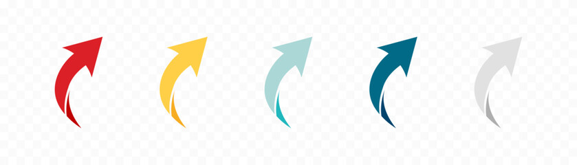 Arrow icon set. Colored arrow symbols. Arrow of different types. Arrow isolated vector graphic elements.