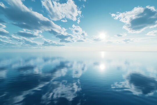 The serene expanse of a salt flat after rainfall, reflecting the sky like a mirror.