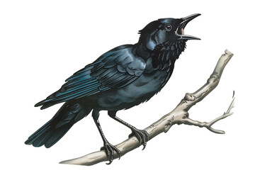 Obraz premium Blackbird Perched on a Branch Singing in a Natural Setting During Daytime