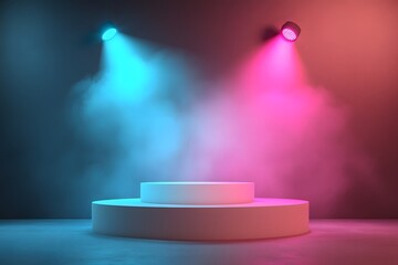 empty podium with spotlight