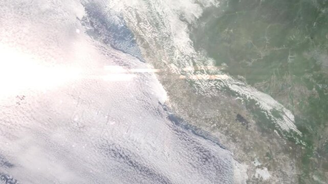 Zooming in on Chincha Alta, Peru frome space - Perfect for Travel Intros and Backgrounds. Realistic 3D Animation.