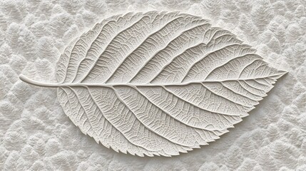 Intricate White Leaf on Textured Background AI Art