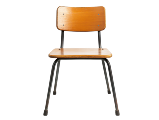 Isolated wooden school chair, front view