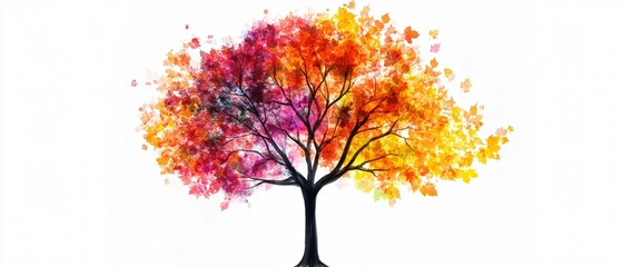 Vibrant Abstract Tree with Multicolored Autumn Leaves - Nature Background for Design Projects