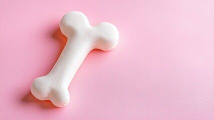 Obraz premium White bone-shaped dog toy against pink background