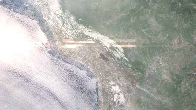 Zooming in on Juliaca, Peru frome space - Perfect for Travel Intros and Backgrounds. Realistic 3D Animation.