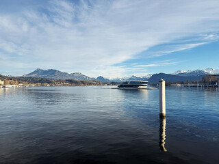 Views of Lake Lucerne. High quality photo Breathtaking Views of Lake Lucerne in the Heart of Switzerland