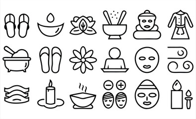 set of outline icons related to spa  linear ico 