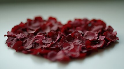 A Heart Shaped Collection of Crimson Rose Petals