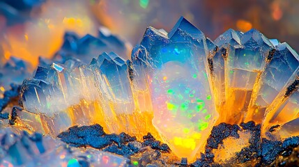Vibrant Opal Crystal Cluster Macro Photography