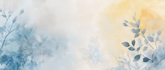 Soft handpainted watercolor texture with pastel shades of blue, yellow, and grey for background or wallpaper use