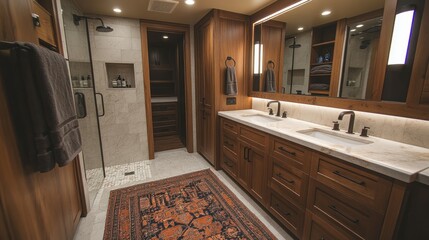Luxurious Master Bathroom Design: Rustic Elegance and Modern Comfort