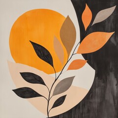 Minimalist Abstract Art with Soft Shapes and Autumn Colors, perfect for background or decorative use
