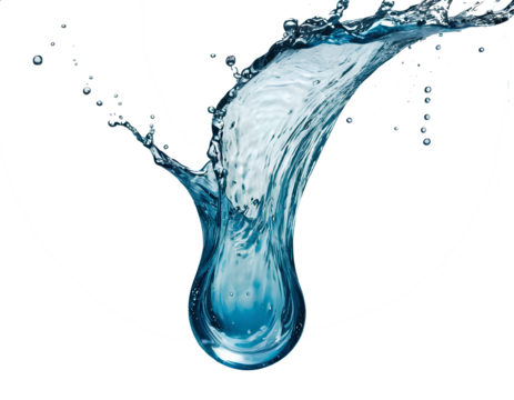 Blue water swirl splash with little bubbles isolated on clear png background, Generative Ai. 