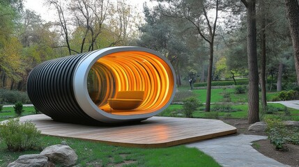 Oval Modern Garden Pavilion: Serene Relaxation in Nature