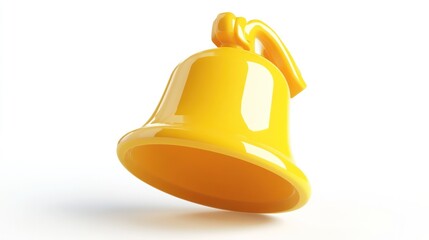 3d notification bell icon isolated on white background. 3d yellow ringing bell 3D render