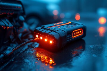 Efficient Portable Jump Starter Device Connected to Car for Quick Boost
