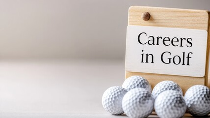 Sign with "Careers in Golf" and golf balls, promoting employment opportunities