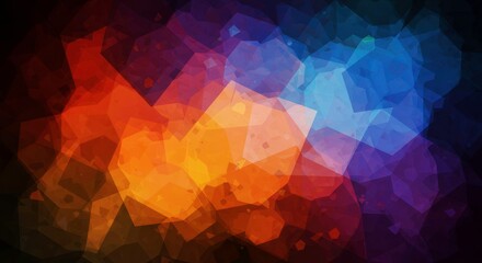 Prismatic Polyphony: An abstract composition of overlapping geometric shapes, displaying a spectrum of vibrant colors that dance and intertwine, creating a dynamic and visually arresting image.