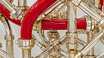 Industrial hydraulic power units with intricate piping details isolated on a gray background, photorealistic, ultra-sharp focus, clear details, studio lighting, natural colors, realistic lighting