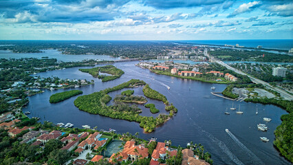 Fototapeta premium aerial view of distant Jupiter Inlet