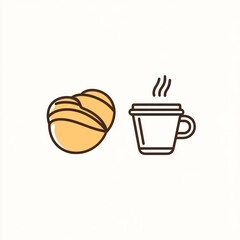 Simple illustration of bread and coffee