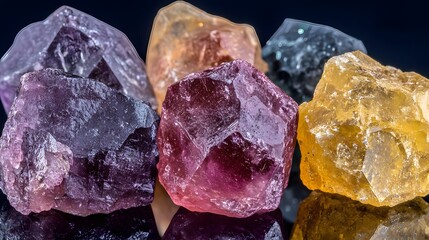 Fototapeta premium Vibrant Gemstones Collection, Closeup of Colorful Crystals