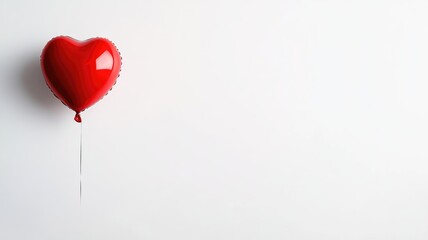 Red heart-shaped balloon on white background symbolizing love and romance