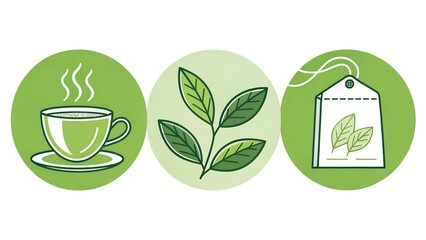 Green tea icon set
