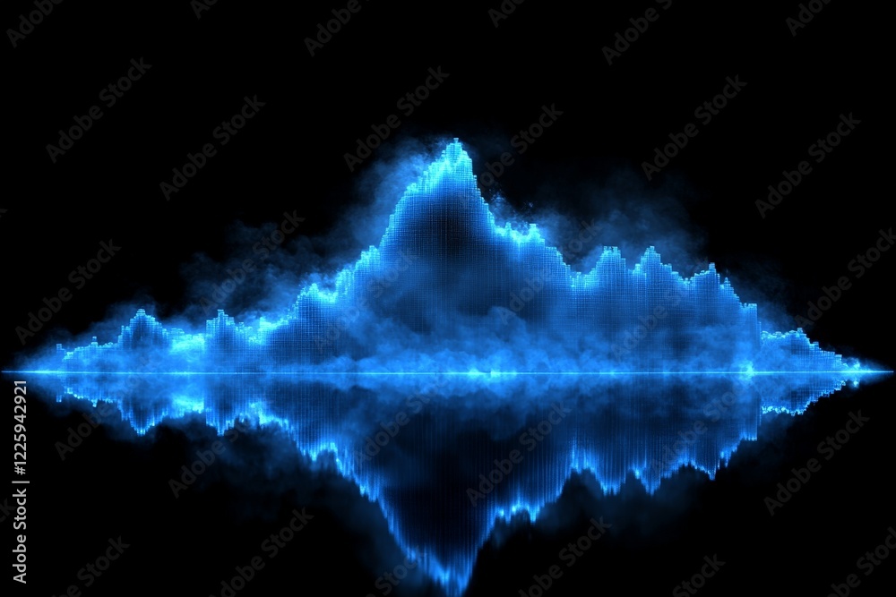 Poster Colorful sound wave pattern creating a vibrant audio visual effect in a digital environment
